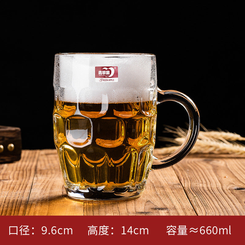 Transparent Glass Cup Heat-Resistant Large Thickened Tea Cup with Handle Beer Cup Without Lid Bar Gift Customizable logo