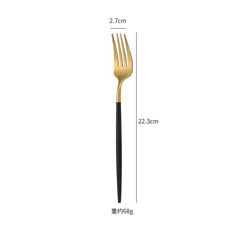Cross-Border304Stainless Steel Portuguese Cutlery Set Knife Fork Spoon Round Handle Thick Western Cutlery Nordic Hotel Steak Knife