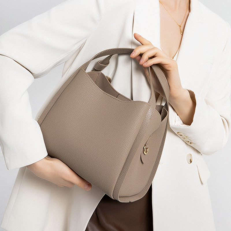 Cross-border Tote Bag for Women2024Summer new soft leather large capacity niche high-end genuine leather single shoulder crossbody bag