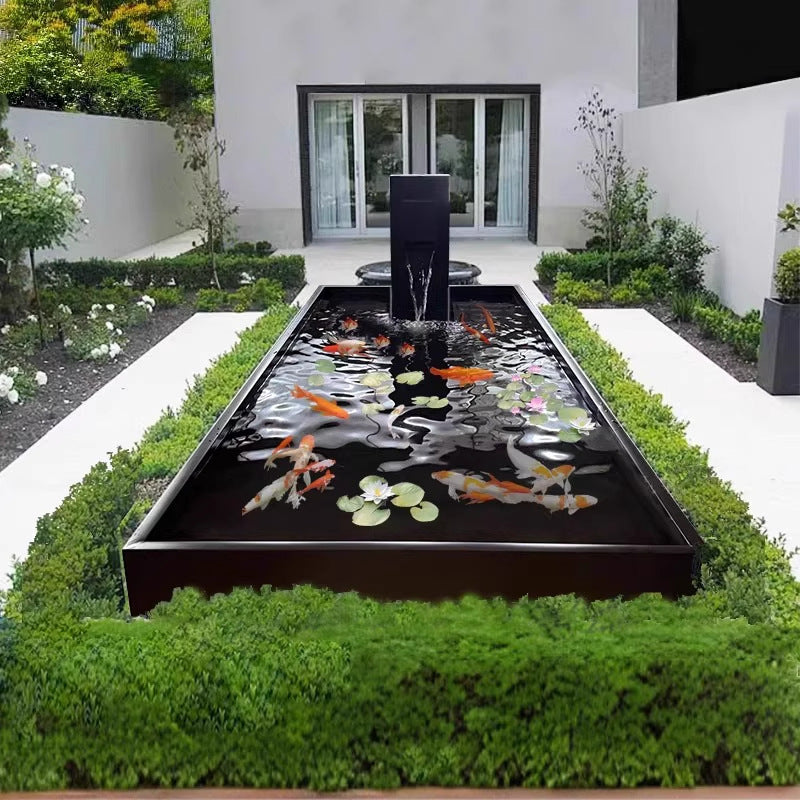 Stainless Steel Fish Pond Water Feature Flowing Water Ornament Garden Courtyard Outdoor Fountain Circulating Water Landscape Engineering Decoration