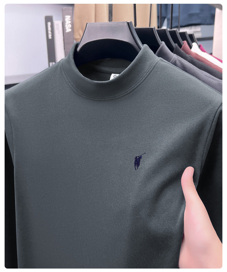 Cross-border foreign trade high-end pony embroidery men's long sleeve t Half Turtleneck Thermal Base Layer Shirt for Men Inner Wear
