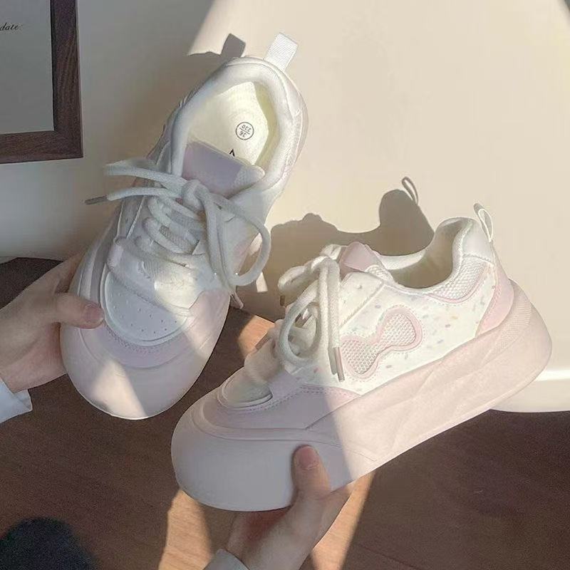 Women's Thick-Soled Height-Increasing White Sneakers2025New Autumn Milk fufu Shoes Casual Sports Sneakers Big Toe Loafers
