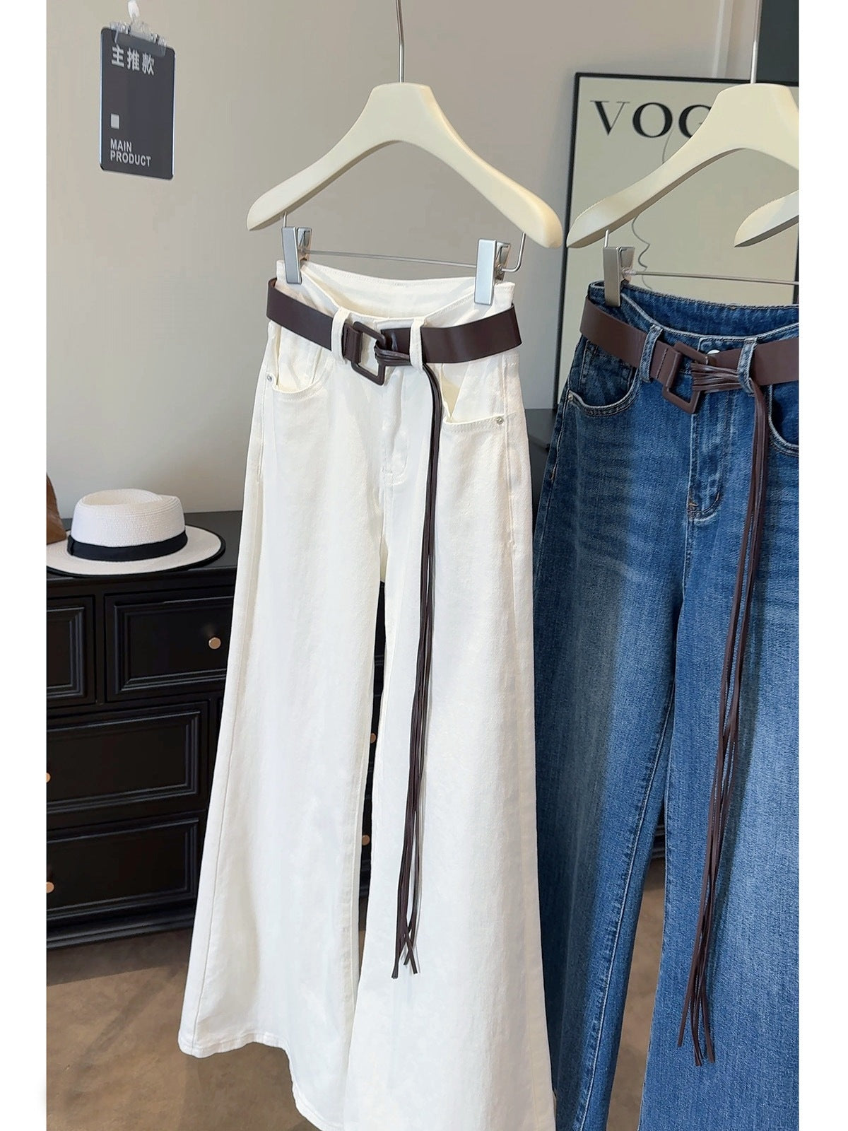 Quality Denim Wide-Leg Pants for Women2025New Autumn Casual High-Waisted Loose Flared Slimming Straight Pants