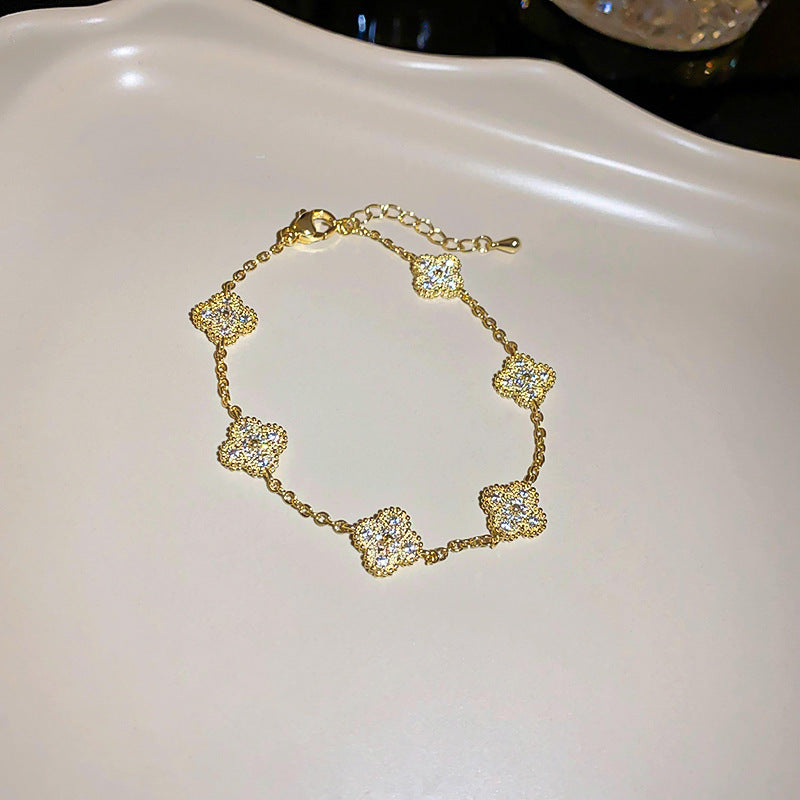 Zircon Star Pig Nose Double Layer Bracelet Niche Light Luxury High-end Versatile Fashion Commuting Vintage Jewelry