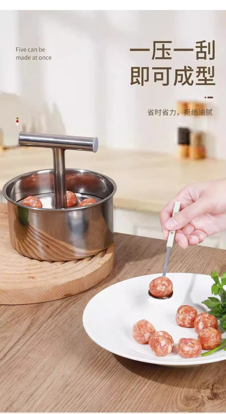 Stainless Steel Press Meatball Maker Household Creative Hand-Pressed Meatball Maker Can Make at Once6个