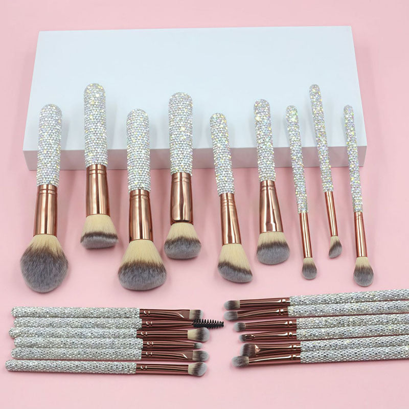 Foreign Trade New22Makeup Brush Set18Makeup Brush with Rhinestones Beauty Tool Contour Brush with Rhinestones