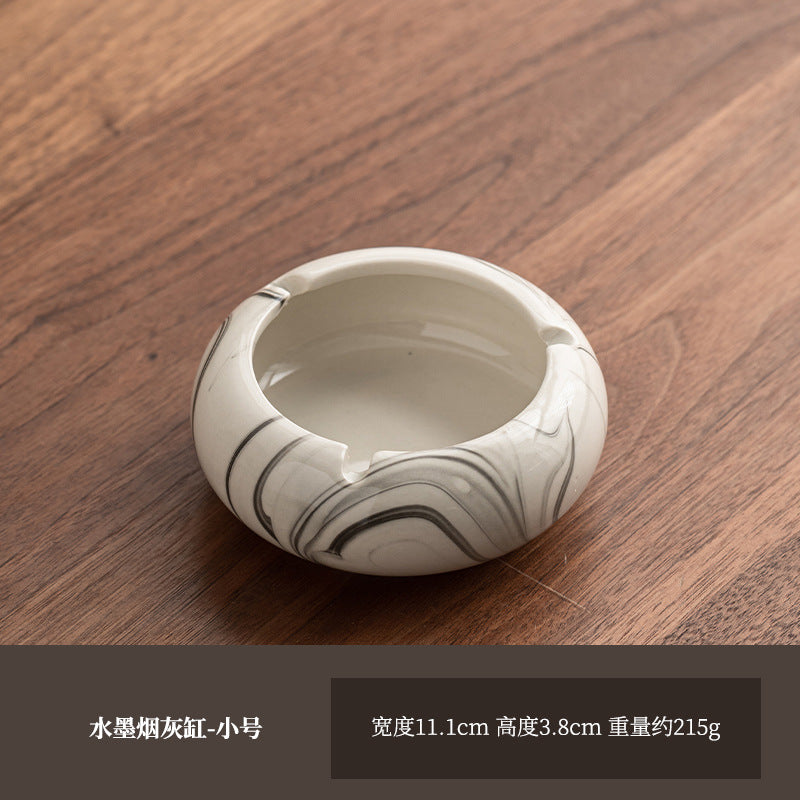 Large Ashtray Creative Personality Ceramic Ashtray Home Retro Chinese Style Living Room Light Luxury Office Trendy Ashtray