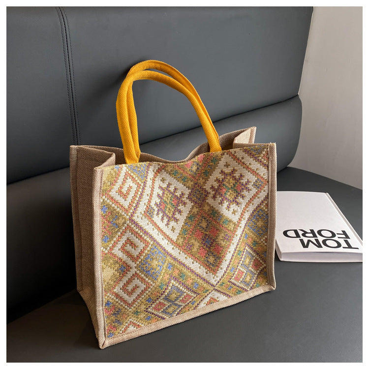 Large Capacity Commuter Bag Women2023New Fashion Single Shoulder Tote Bag Ethnic Style Student Handbag Class Bag Trendy