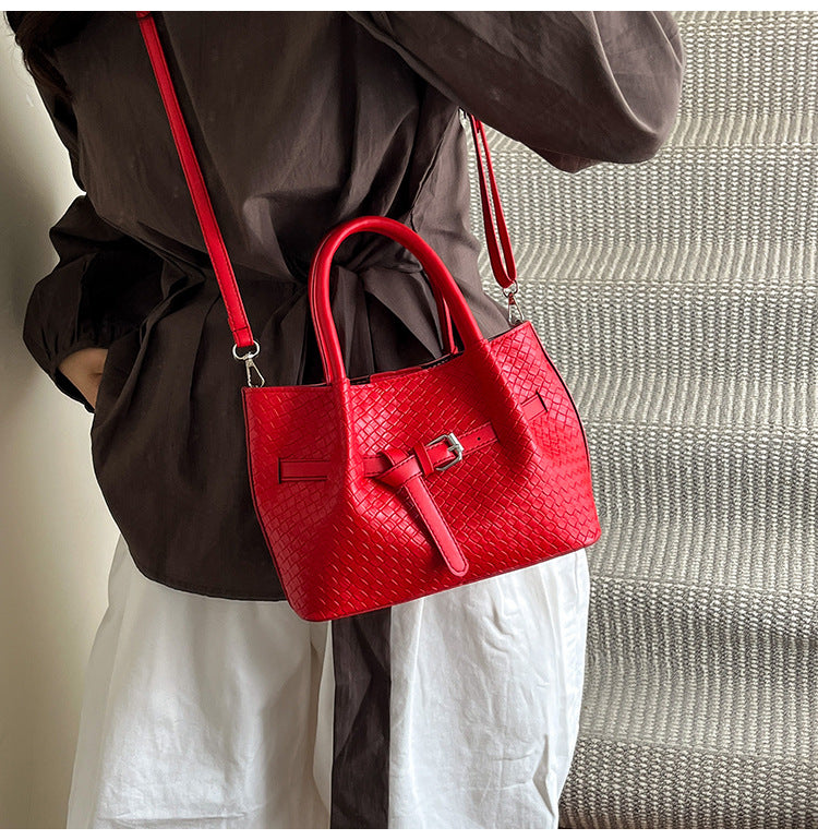 Korean style Niche Sweet Girl Handbag2025New high-end vegetable basket woven bag single shoulder crossbody bag