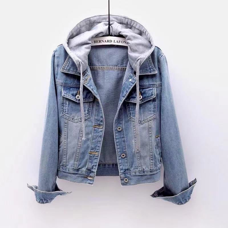 In-stock Short Cotton Jacket2025Winter Fleece-Lined New Cotton Jacket Loose Korean Style Denim Fur Collar Thickened Coat for Women
