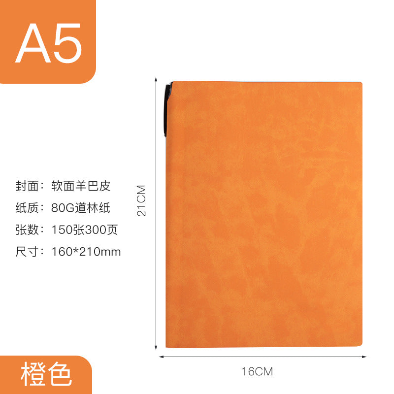 Custom Side Pen Slot Notebook logo Thickened Sheepskin Leather Notebook A5/A6Minimalist Business Journal