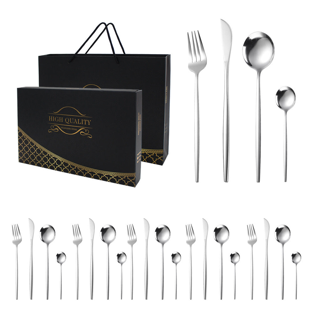 24 pcs stainless steel knife fork and spoon set cutlery set