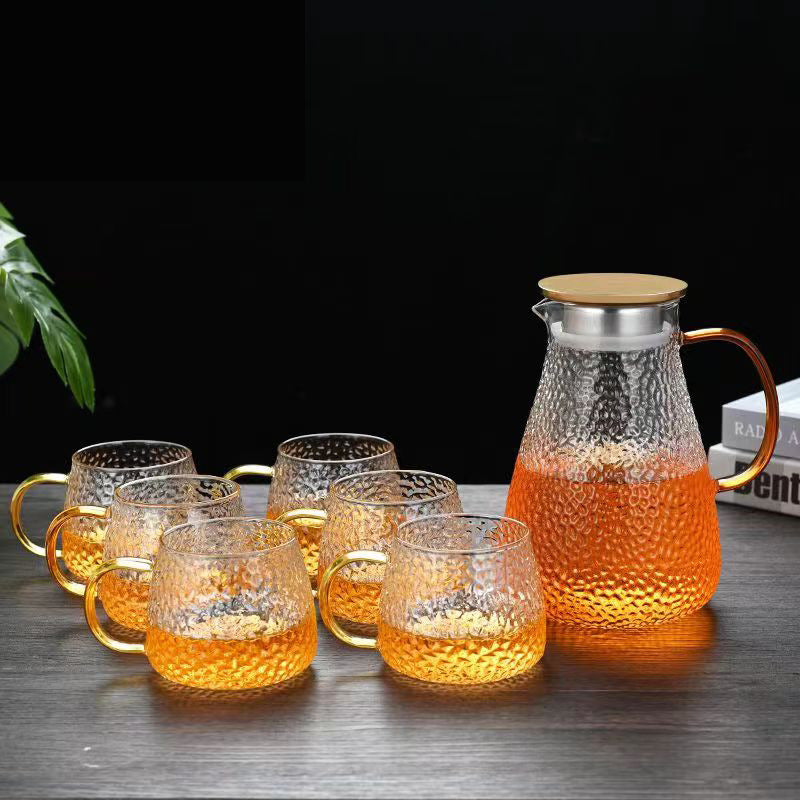 Cold Water Pitcher Glass High Temperature Resistant Household Cold Water Pitcher Set Large Capacity Tea Pitcher Cold Water Cup Juice Pitcher