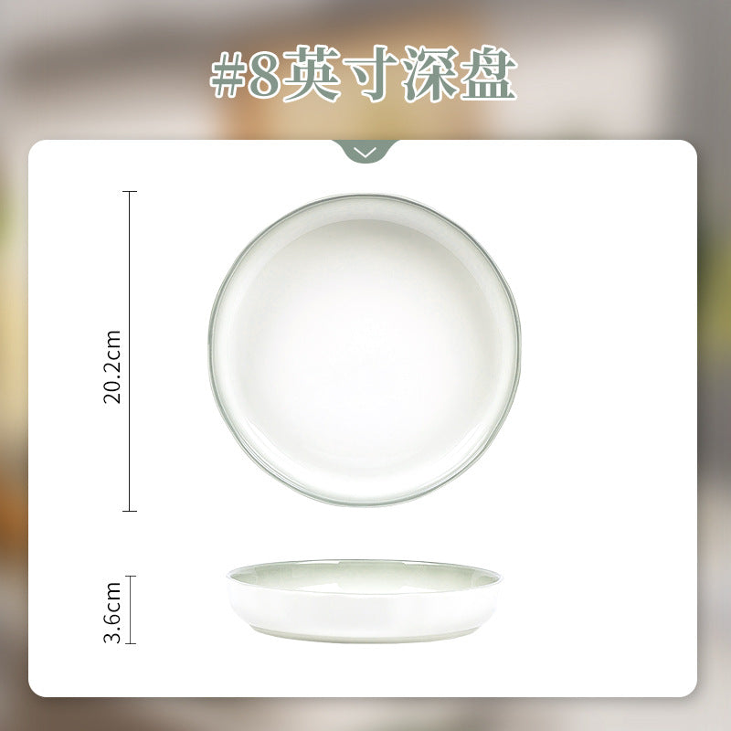 Nordic Style Gradient Color Bowl and Plate Set for Home Use, Thickened Lace Ceramic Tableware, Bowl and Plate Combination, Underglaze Color Bowl Set