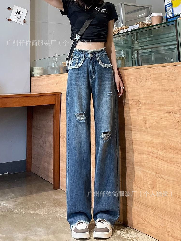 Xintang Jeans2025New Style Flared Versatile Petite High Waist Slim Fit Straight Leg Jeans Wholesale
