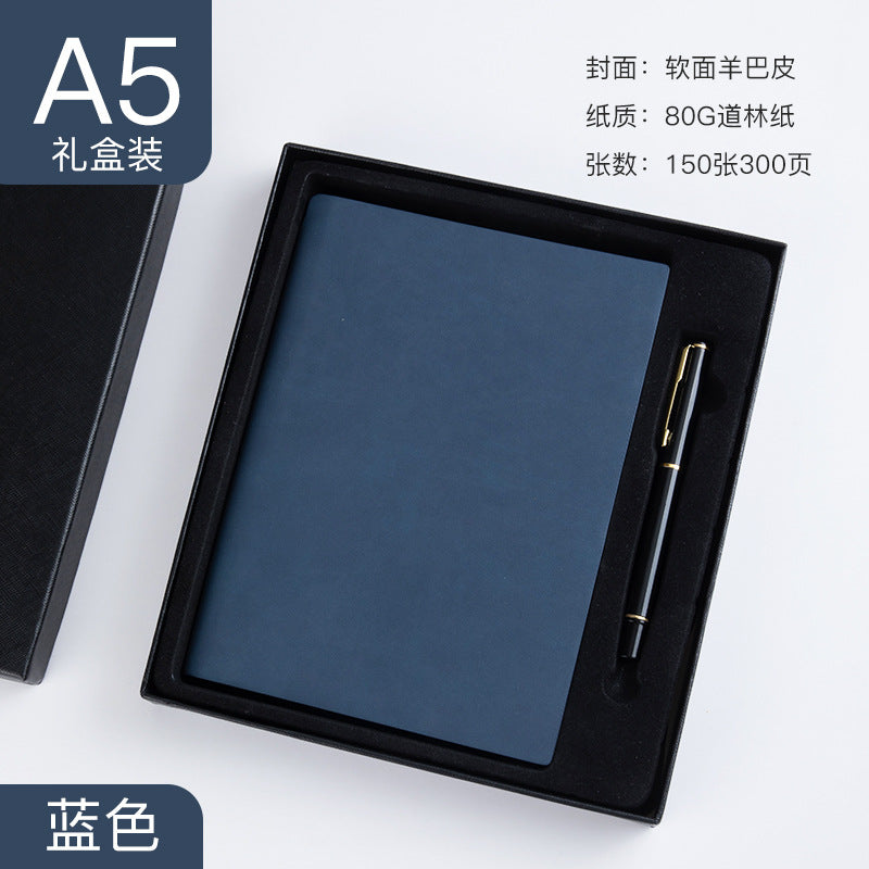 Custom Side Pen Slot Notebook logo Thickened Sheepskin Leather Notebook A5/A6Minimalist Business Journal