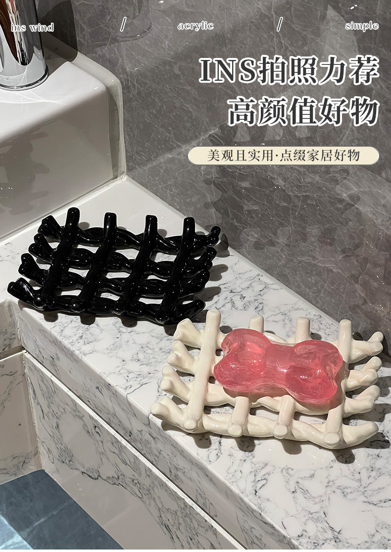 Light Luxury Soap Dish Soap Holder Ceramic Draining Rack Household High-end Bathroom Washstand Storage Artifact