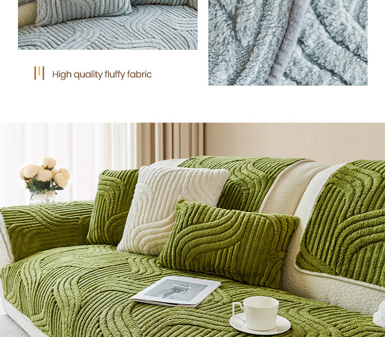 cream-style autumn and winter plush sofa Non-Slip Sofa Cover