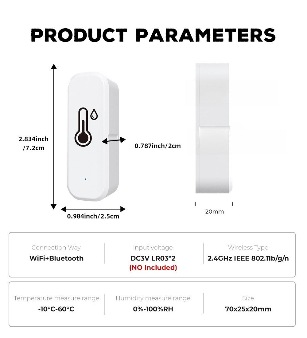Tuya Graffiti wifi Bluetooth temperature and humidity meter detector indoor WIFI Temperature and Humidity Detector WiFi Sensor