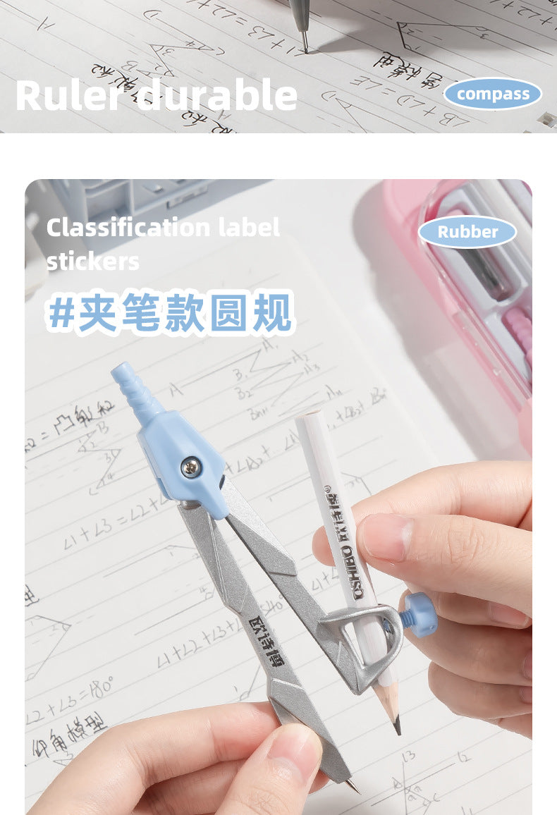Compass and Ruler Set Essential Study Supplies for Middle School Students Elementary School Special Math Drawing Tool Set Ruler and Compass