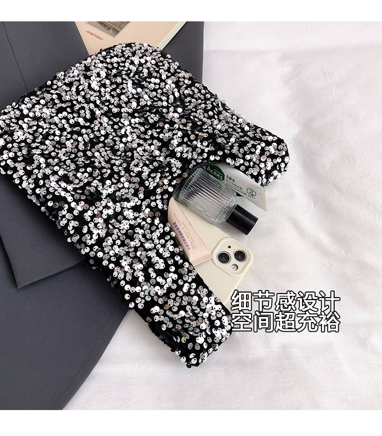 Fashion New Trendy Bag Niche Design Sequin Underarm Bag Trendy Niche Style High-End Single Shoulder Handbag