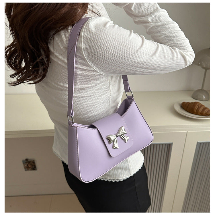 Korean Style Versatile Bag for Women2025Spring New Trendy Fashionable Single Shoulder Bag with Bowknot ins Underarm bag
