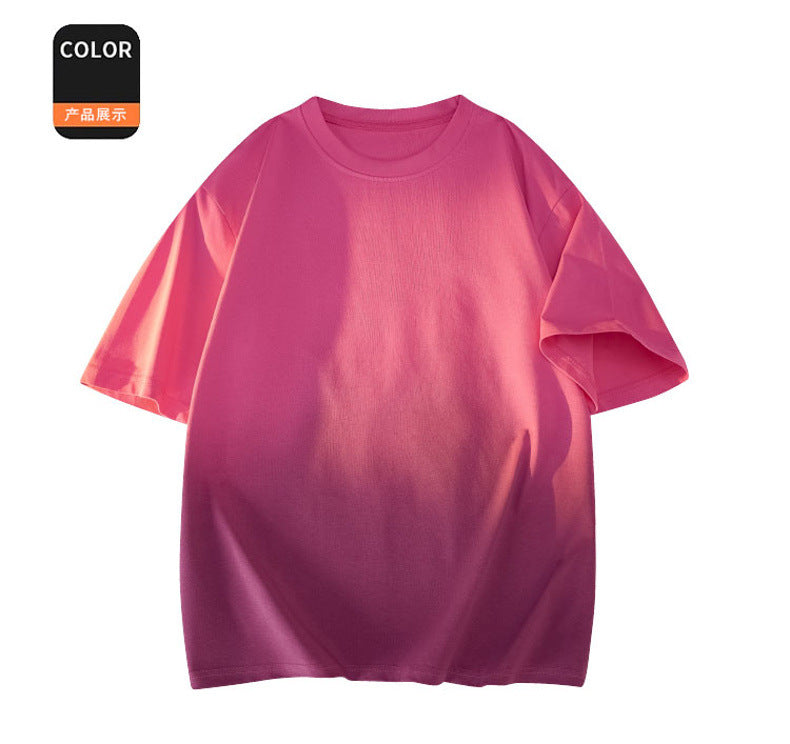 Modal Cotton Short Sleeve T Men's Summer New Gradient Color Loose Round Neck Shirt t Trendy Versatile Fashionable Shirt