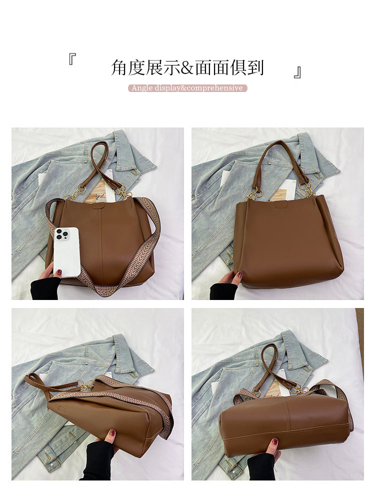 Women's two-piece large capacity bag set2024New Fashion Commuting Handbag Simple Casual Shoulder Tote Bag for Women