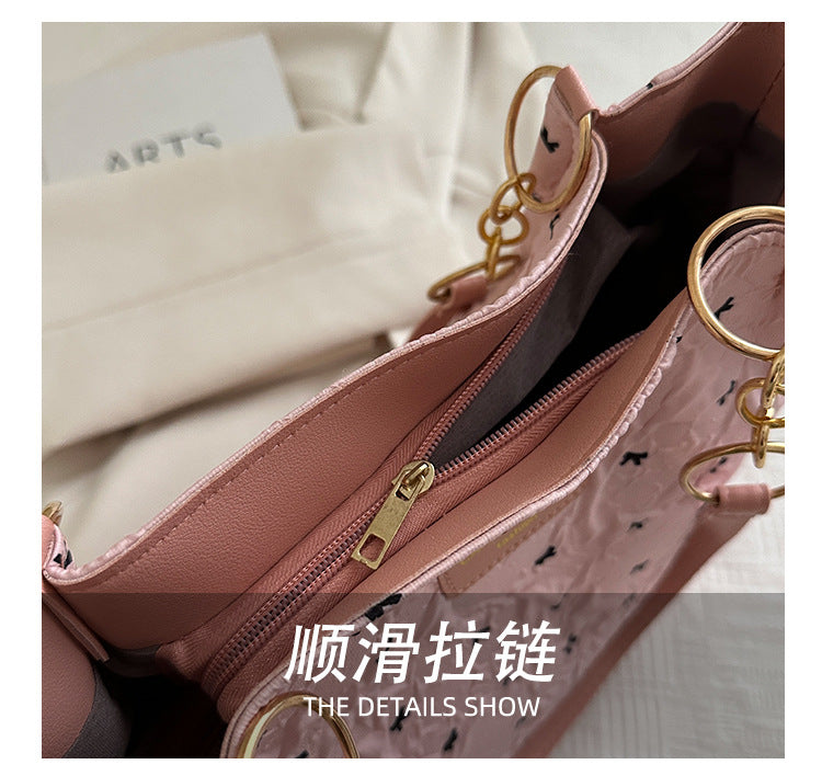 2025Trendy Fashion Bowknot Pleated Large Capacity New Casual Simple Commuter Single Shoulder Crossbody Underarm Bag for Women