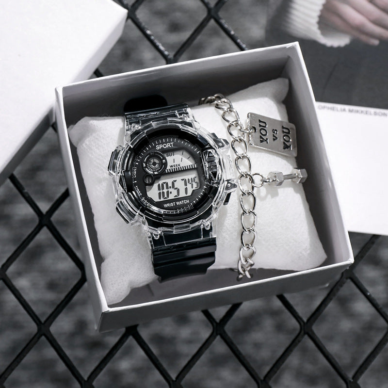 High-Value Electronic Watch for Female Students, Multi-Functional Sports Watch with Alarm Clock, Luminous, Waterproof, Trendy Personality for Middle School Boys
