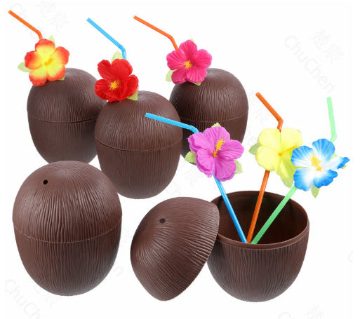 Amazon Hawaiian Party Decoration500ml Coconut Cup Hibiscus Fruit Cup Pineapple Cup Beverage Cup