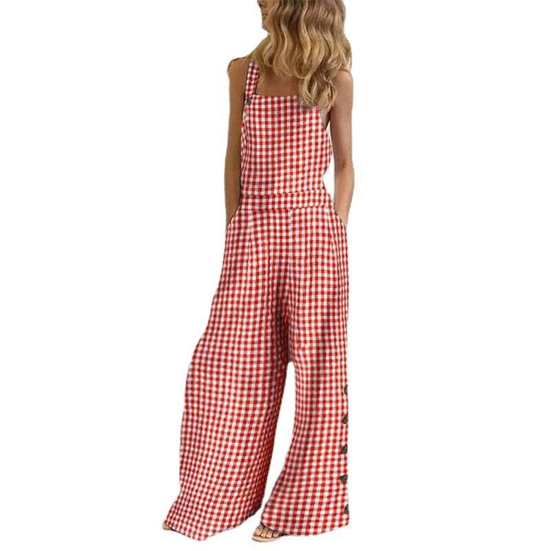 Independent Station European and American2025New Amazon Four-Color Polka Dot Wide-Leg Pants Long Pants Digital Print Backless Jumpsuit