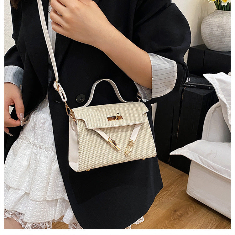 Bag2024New Fashion Small Square Bag Texture PU Handbag Retro Simple Shoulder Bag Trendy Versatile Crossbody