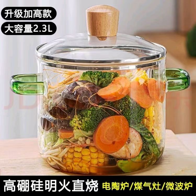 Creative Bear Double Ear Soup Pot Striped Pot Glass Transparent Health Pot Electric Ceramic Stove Heatable Instant Noodle Bowl Milk Pot