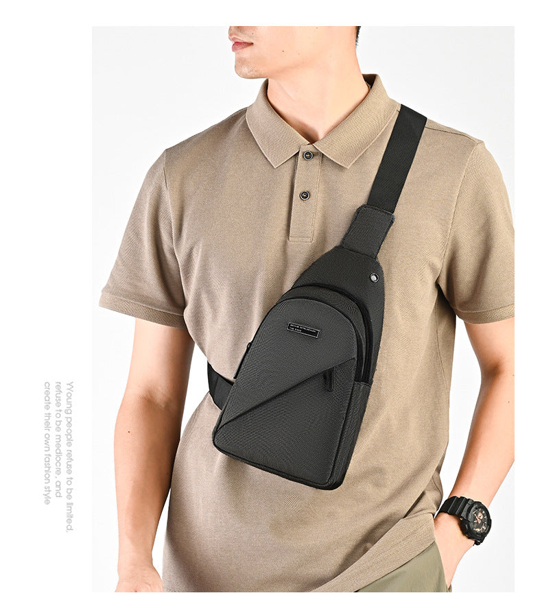 Silk Chest Bag Autumn New Large Capacity Casual Men's Bag Lightweight Simple Water-Resistant Oxford Cloth Crossbody Backpack