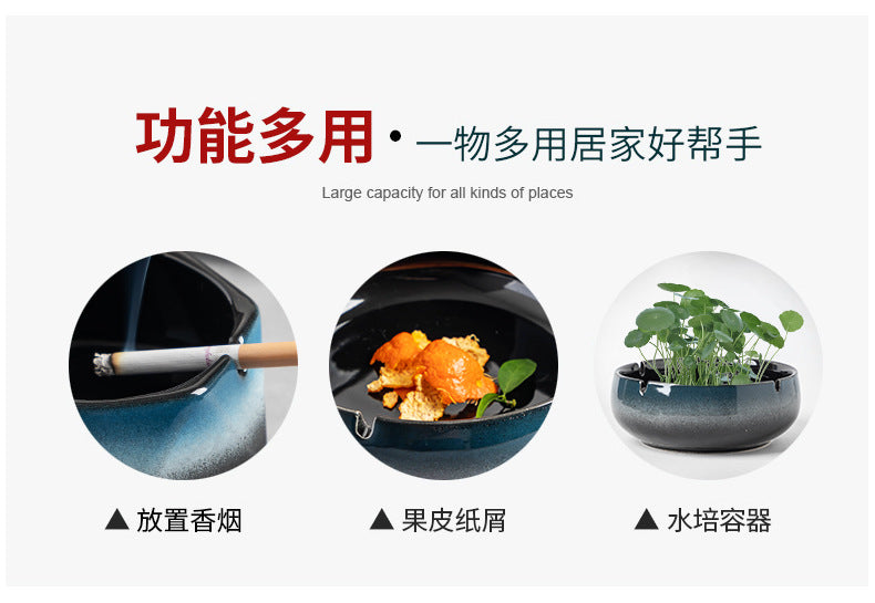 Large Ashtray Creative Personality Ceramic Ashtray Home Retro Chinese Style Living Room Light Luxury Office Trendy Ashtray