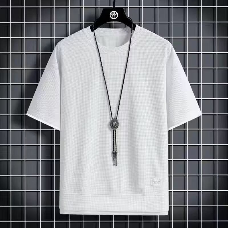 Chaolun Men's Short Sleeve Shirt t Summer Trendy Thin Breathable Shirt T Loose Waffle Short Sleeve Shirt