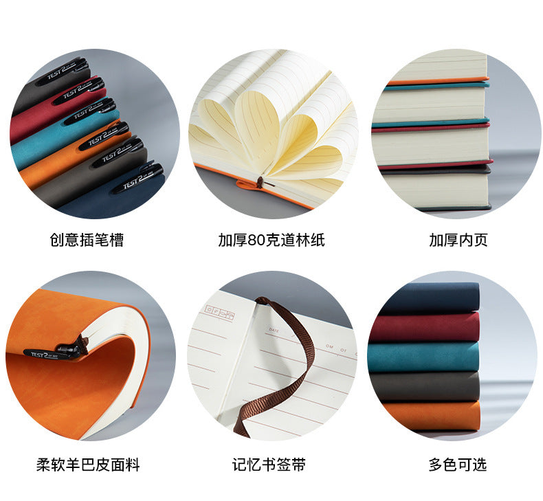 Custom Side Pen Slot Notebook logo Thickened Sheepskin Leather Notebook A5/A6Minimalist Business Journal