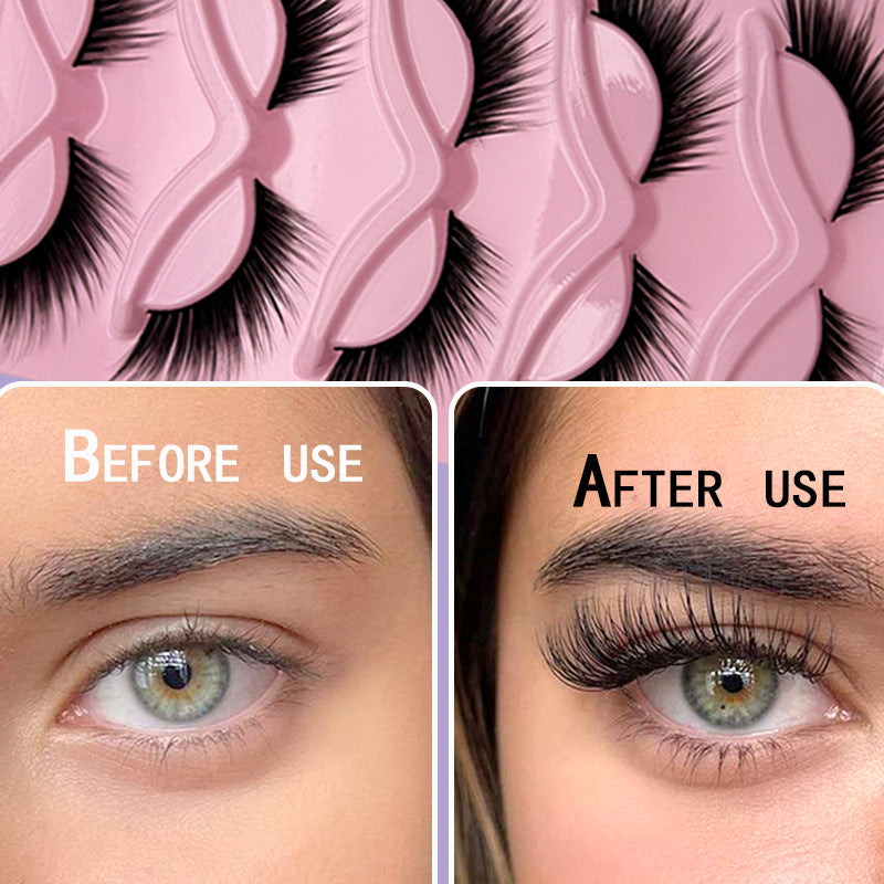 Cross-border shipping European and American style5Pair of Fox Series Slanted False Eyelashes Natural Style One-Piece Black Stem Cat Eye False Eyelashes