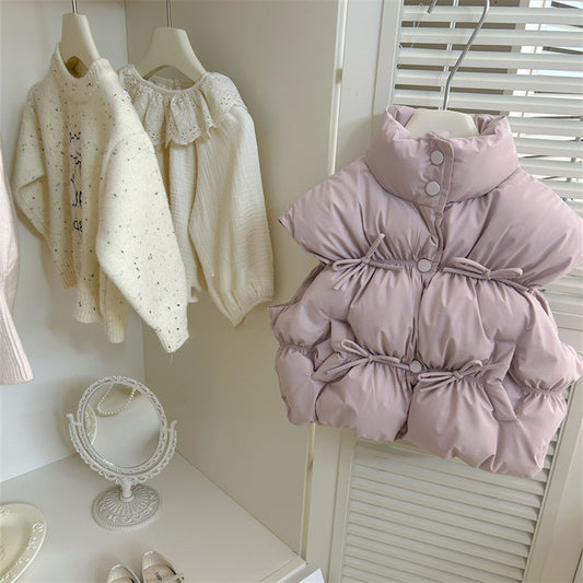 Sweet Little Girl's Vest Autumn Winter New Fashionable Children's Padded Vest Winter Baby Warm Sleeveless Jacket