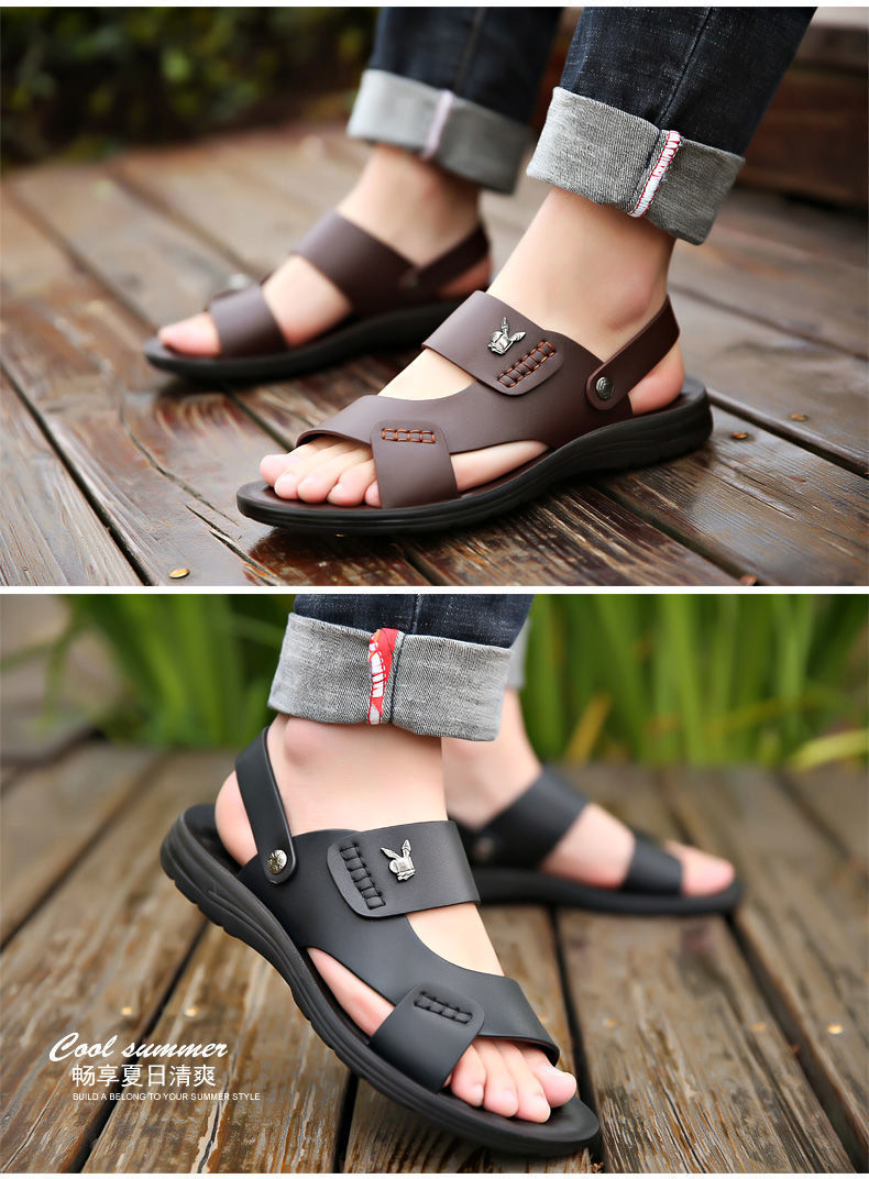Men's Sandals Summer Soft Leather Soft Sole Anti-Slip Beach Shoes2023New large size casual dual-use outdoor sandals