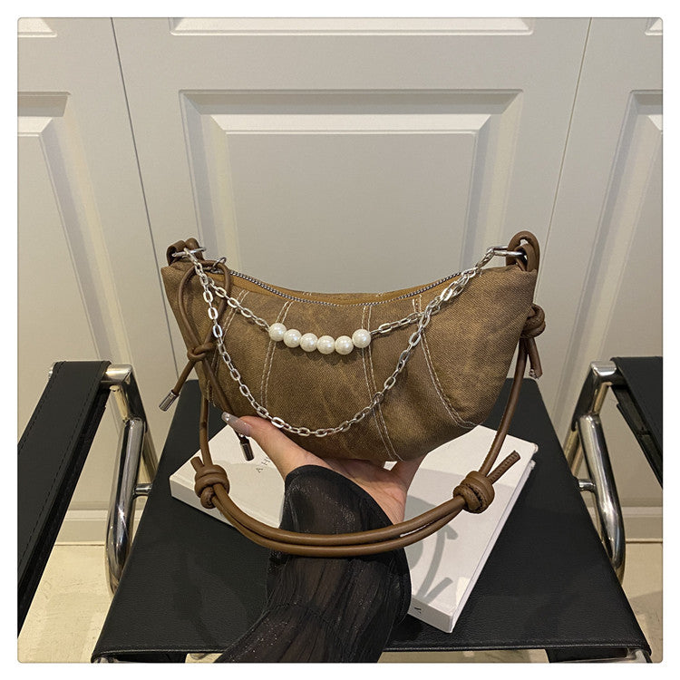 French Niche Ox Horn Bag for Women Shoulder Bag2025New Fashion Dumpling Bag Versatile Simple Crossbody Bag Export