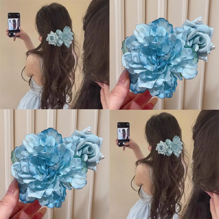 Super Fairy Vacation Style Fabric Flower Hair Clip Side Bangs Broken Hair Duckbill Clip Gentle Atmosphere Versatile Hair Accessory for Women