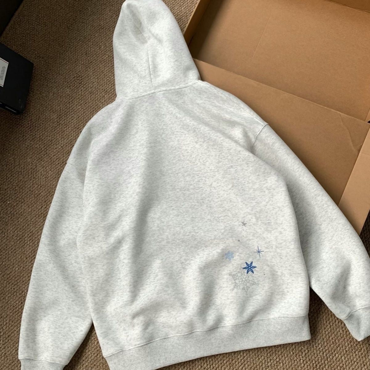 American High Street Snowflake Embroidered Sweatshirt Men and Women Couple Wear Heavy Hoodie2025Fashionable Brand Autumn Casual Jacket