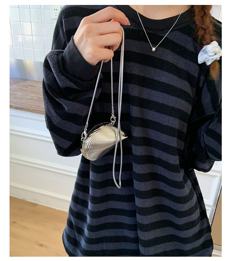 Mini2025Summer New Bag Niche Metal Shell Single Shoulder Chain Crossbody Bag Evening Fashion Small Bag for Women