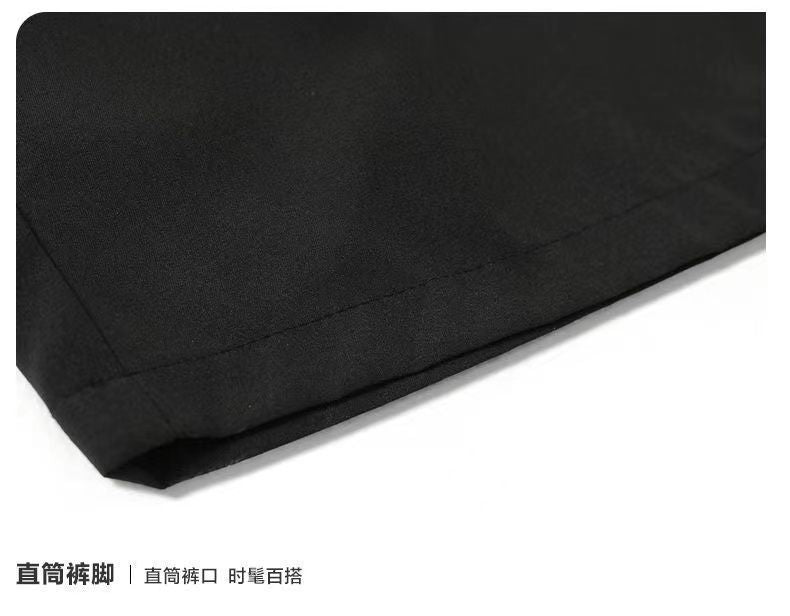 Summer Thin Pants Men Straight Pants Boys Trendy Versatile Loose Cropped Pants Students Summer Wide-Leg Casual Pants