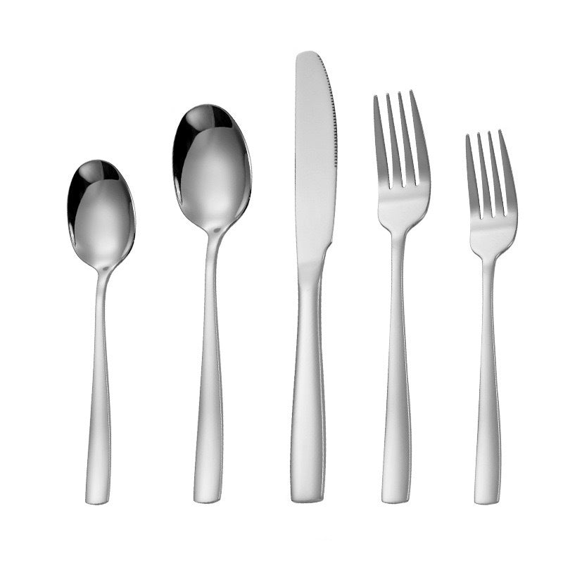 tatableware set Square Handle Stainless Steel Knife Fork Spoon Mail Order Box Color Box Set Titanium Coated Western Steak Knife Fork
