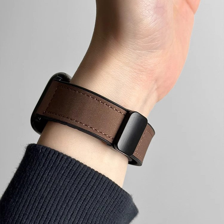 Suitable for Apple s10Huawei watch5Mi Bracelet9pro Silicone Sticker Crazy Horse Leather fit4Magnetic buckle3Strap
