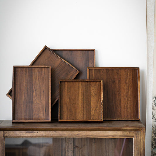 Walnut Tea Tray Minimalist Dry Tea Tray Cup Storage Tray Chinese Style Candy Dessert Fruit Tray Tea Room Tea House Wholesale