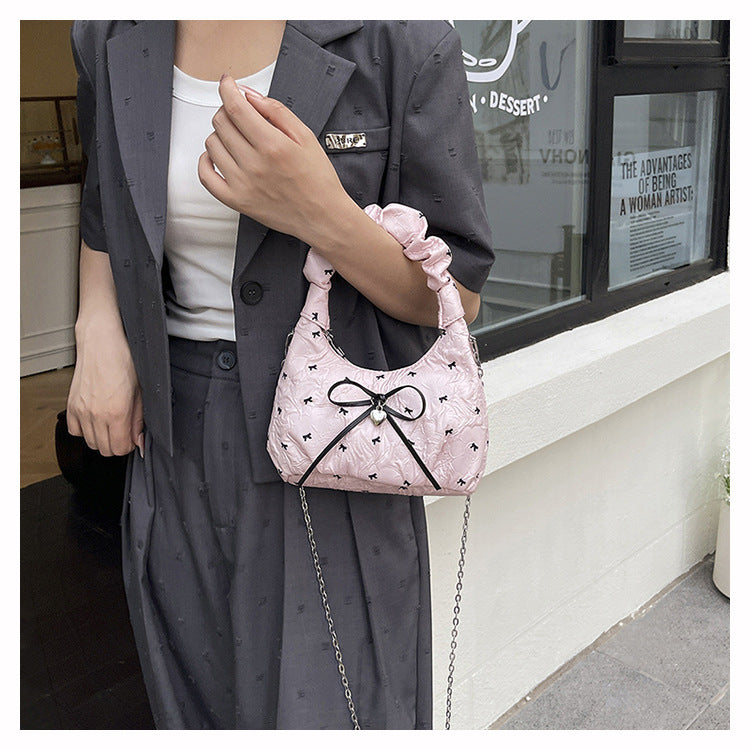 Korean Style Fashion Handbag for Women2025New Bow Crossbody Bag Versatile Parent-Child Cute Children's Bag